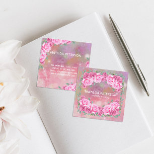 Elegante feminine romantische Rosenanordnung  Quadratische Visitenkarte