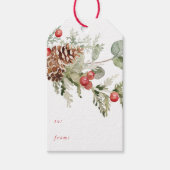 Elegante Ferien in Holly Berries und Pine Cones Geschenkanhänger (Vorderseite)