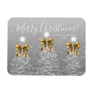 Elegante Ferien Silber Weihnachtsbäume Gold Magnet