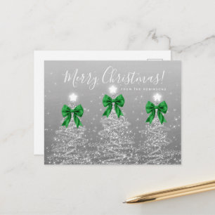 Elegante Ferien-Silber-Weihnachtsbäume mit grünen  Postkarte