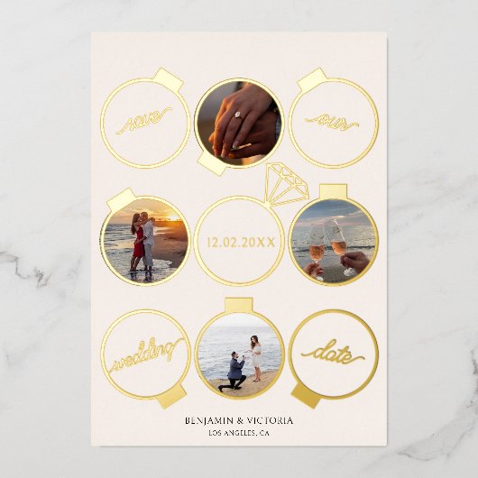 Elegante Feste Ornamente Save the Date Urlaub Folieneinladung (Vorderseite)