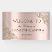 Elegante Festive Gold Frame Rose Gold Banner (Horizontal)
