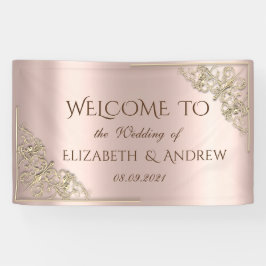 Elegante Festive Gold Frame Rose Gold Banner