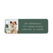 Elegante Festive Green Holiday Foto Rücksendeadres (Vorne)