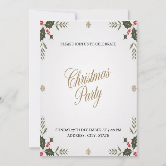 Elegante Festive Happy Weihnachten Party Einladung (Vorderseite)