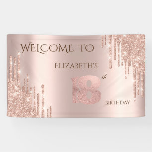 Elegante Festive Rose Gold Tropfen Geburtstag Banner