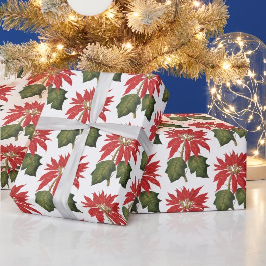 Elegante Festive Vintage Poinsettia Blume Geschenkpapier (Feiertage)