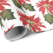 Elegante Festive Vintage Poinsettia Blume Geschenkpapier (Rolleneckpunkt)