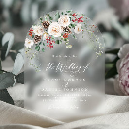 Elegante festliche Blumen Hochzeit Winterhochzeit Acryleinladungen