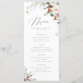Elegante Festliche Florale Winterhochzeit Menükarte (Vorderseite)