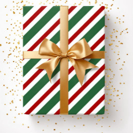 Elegante festliche grüne Streifen Weihnachten Geschenkpapier
