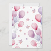 Elegante festliche Rosa Balloons Virtual Baby Dusc Einladung (Rückseite)