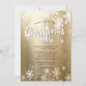 Elegante festliche Schneeflocken Gold Einladung (Vorderseite)