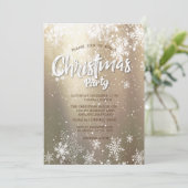 Elegante festliche Schneeflocken Weihnachtsgesells Einladung (Stehend Vorderseite)