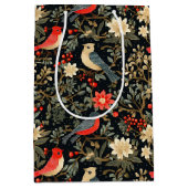 Elegante festliche Vögel & blumengeschmückte Weihn Mittlere Geschenktüte (Vorderseite)