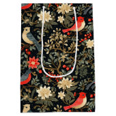 Elegante festliche Vögel & blumengeschmückte Weihn Mittlere Geschenktüte (Rückseite)