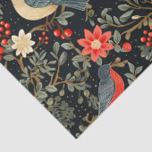 Elegante festliche Vögel & Blumenweihnachtsdekoupa Seidenpapier (Detail)