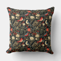 Elegante festliche Vögel & florale Weihnachten Rot