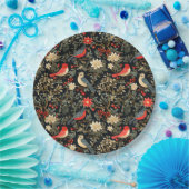 Elegante festliche Vögel & florale Weihnachten Rot Pappteller (Party)