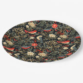 Elegante festliche Vögel & florale Weihnachten Rot Pappteller (Schrägansicht)