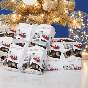 Elegante festliche weiße Weihnachts-Fotocollage Geschenkpapier