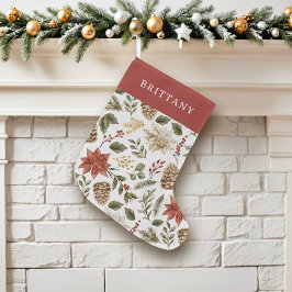 Elegante Festlichkeit Holiday Poinsettia Großer Weihnachtsstrumpf