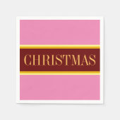 Elegante festrosa, rote CHRISTMAS Streifen Serviette (Vorderseite)