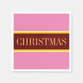 Elegante festrosa, rote CHRISTMAS Streifen Serviette