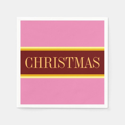 Elegante festrosa, rote CHRISTMAS Streifen Serviette (Vorderseite)