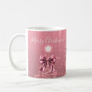 Elegante Festtags-Rosé-Weihnachtsbaumschleifen Kaffeetasse