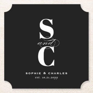 Elegante fettschriftige Hochzeit in Schwarz-Weiß Untersetzer