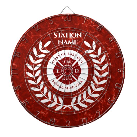 Elegante Feuerwehr-Station Red Marble White Laurel Dartscheibe (vorne)