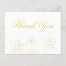 Elegante Feuerwerk-Goldschrift Dankeschön-Postkart