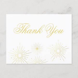 Elegante Feuerwerk-Goldschrift Dankeschön-Postkart Postkarte