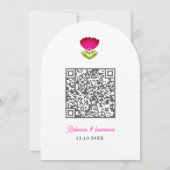 Elegante Fiesta-Hochzeit weißer QR-Code gebogen Einladung (Rückseite)