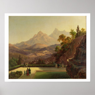 Elegante Figuren, die auf einer Terrasse, Sintra,  Poster