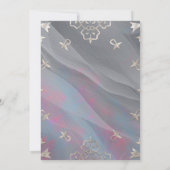 Elegante Filigree Border on Gray Silk Quinceñera Einladung (Rückseite)