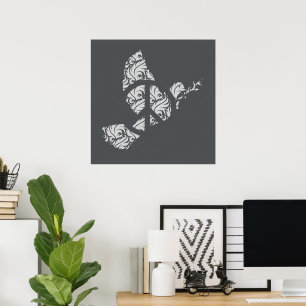 Elegante Filigree Peace Dove & Subtle Peace Sign Poster