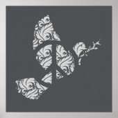 Elegante Filigree Peace Dove & Subtle Peace Sign Poster (Vorne)