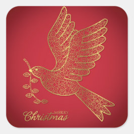 Elegante Filigree-Taube Quadratischer Aufkleber