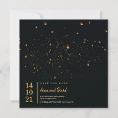 Elegante Fire Sky Lantern Save the Date Einladung (Vorderseite)