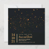 Elegante Fire Sky Lantern Save the Date Einladung (Vorderseite)
