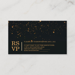 Elegante Fire Sky Lantern Wedding RSVP Card Begleitkarte