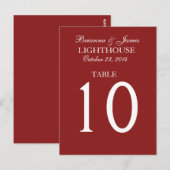 Elegante Firebrick Red Wedding Tischnummer Card (Vorne/Hinten)