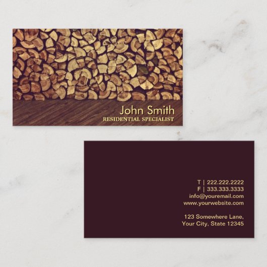 Elegante Firewood Landscaping Business Card Visitenkarte (Vorne/Hinten)