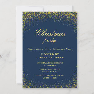 Elegante Firmenweihnachtsfeier  Gold Navy Glam Einladung