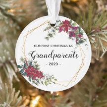 Elegante First Christmas Grandeleltern Foto Floral