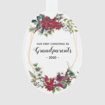 Elegante First Christmas Grandeleltern Foto Floral