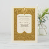 Elegante First Holy Communion Gold Chalice Einladung (Stehend Vorderseite)