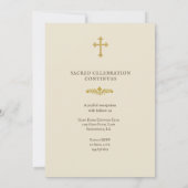 Elegante First Holy Communion Gold Chalice Einladung (Rückseite)